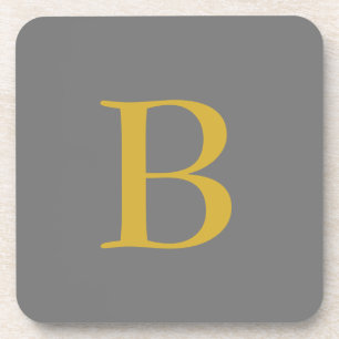 Anfänglicher Name für das moderne graue Monogramm Getränkeuntersetzer