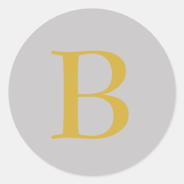 Anfänglicher Name für das moderne graue Monogramm Runder Aufkleber (Vorderseite)