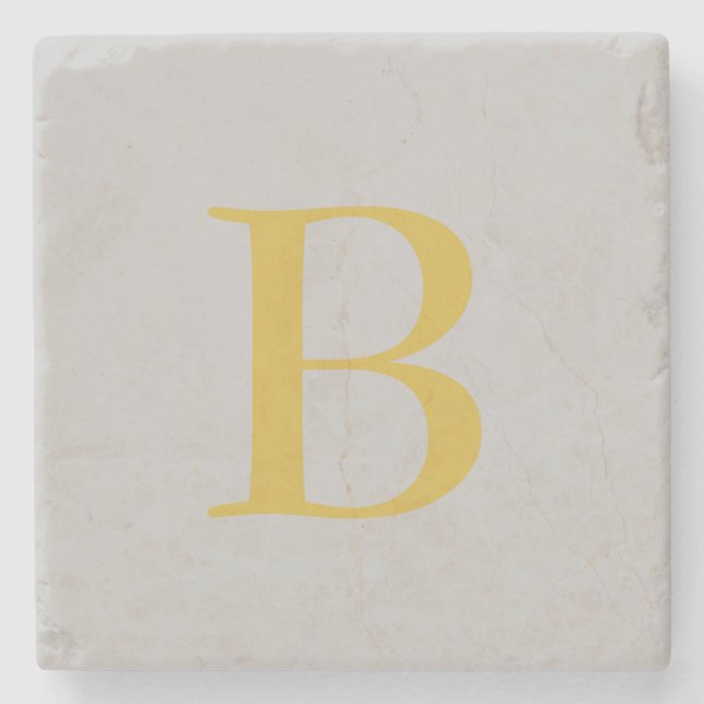 Anfänglicher Name für das moderne graue Monogramm Steinuntersetzer (Vorderseite)