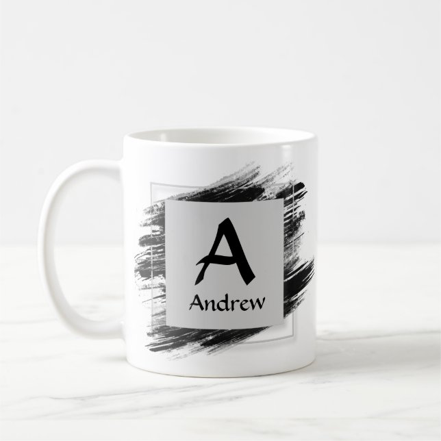 Anfänglicher Name Schwarzer Pinsel ändern - A B C  Kaffeetasse (Links)