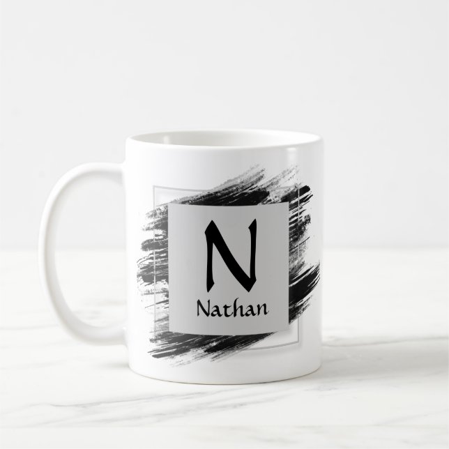 Anfänglicher Name Schwarzer Pinsel ändern - M N O  Kaffeetasse (Links)