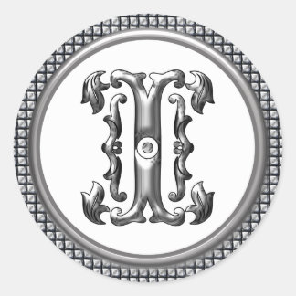 Anfänglicher Rundaufkleber in Silber Runder Aufkleber