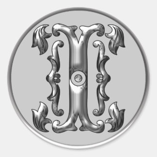 Anfänglicher Rundaufkleber in Silber Runder Aufkleber