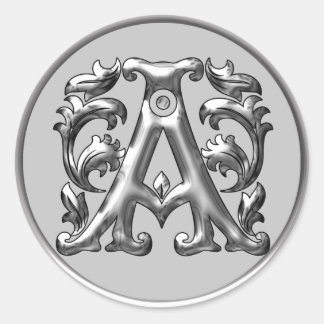 Anfänglicher Rundaufkleber in Silber Runder Aufkleber