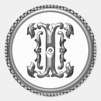 Anfänglicher Rundaufkleber in Silber Runder Aufkleber