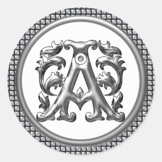 Anfänglicher Rundaufkleber in Silber Runder Aufkleber