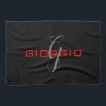 Anfängliches Monogramm - Anfänglich schwarz rot -  Geschirrtuch<br><div class="desc">Modernes Berufliches,  einfaches Design.</div>