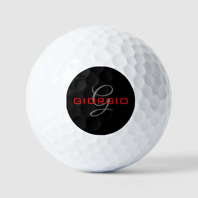 Anfängliches Monogramm - Anfänglich schwarz rot -  Golfball (Vorderseite)