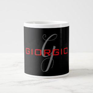 Anfängliches Monogramm - Anfänglich schwarz rot -  Jumbo-Tasse