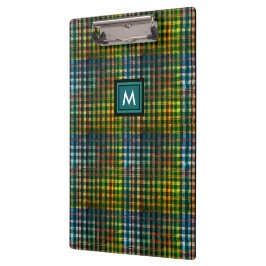 Anfängliches Monogramm eines modernen grünen Karie Klemmbrett