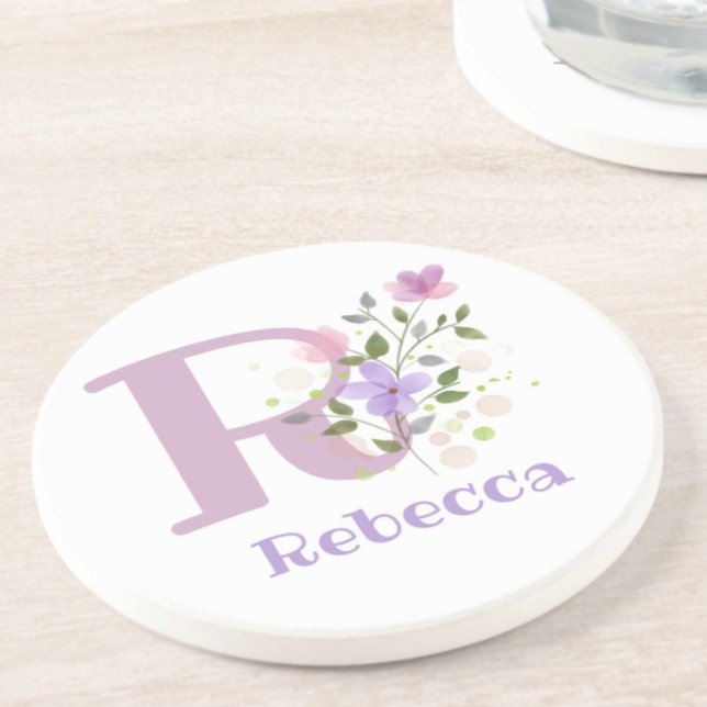 Anfängliches Plus Name & Blumen Design Getränkeuntersetzer (Von Creator hochgeladen)