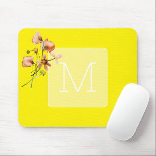 Anfängliches trendiges neon-gelbes florales Aquare Mousepad