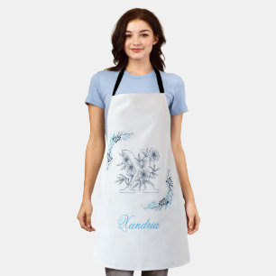 Anfängliches "X" Blaues Monogramm Ruhige Blumen Schürze
