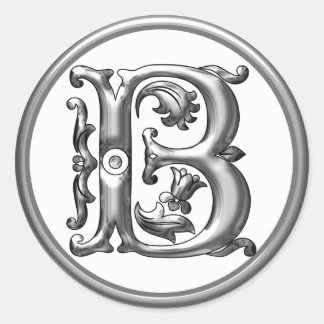 Anfangs-B-Rundkleber in Silber Runder Aufkleber