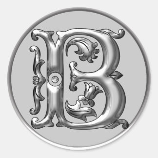 Anfangs-B-Rundkleber in Silber Runder Aufkleber