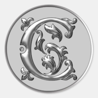 Anfangs C Rundkleber in Silber Runder Aufkleber