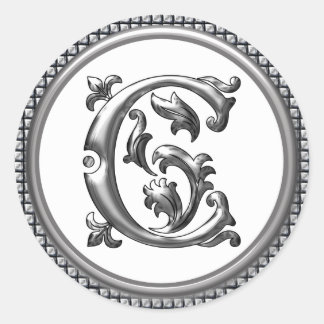 Anfangs C Rundkleber in Silber Runder Aufkleber
