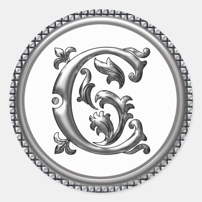 Anfangs C Rundkleber in Silber Runder Aufkleber (Vorderseite)