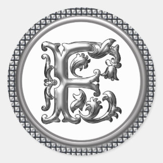 Anfangs F Rundkleber in Silber Runder Aufkleber