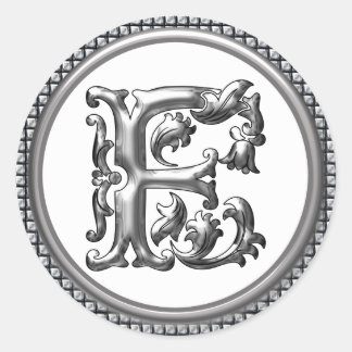 Anfangs F Rundkleber in Silber Runder Aufkleber