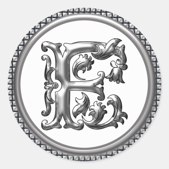 Anfangs F Rundkleber in Silber Runder Aufkleber (Vorderseite)
