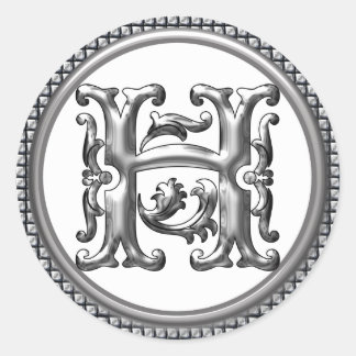 Anfangs-H-Round-Aufkleber in Silber Runder Aufkleber
