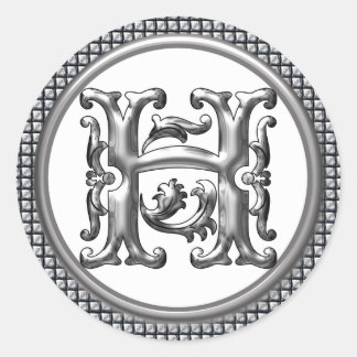 Anfangs-H-Round-Aufkleber in Silber Runder Aufkleber