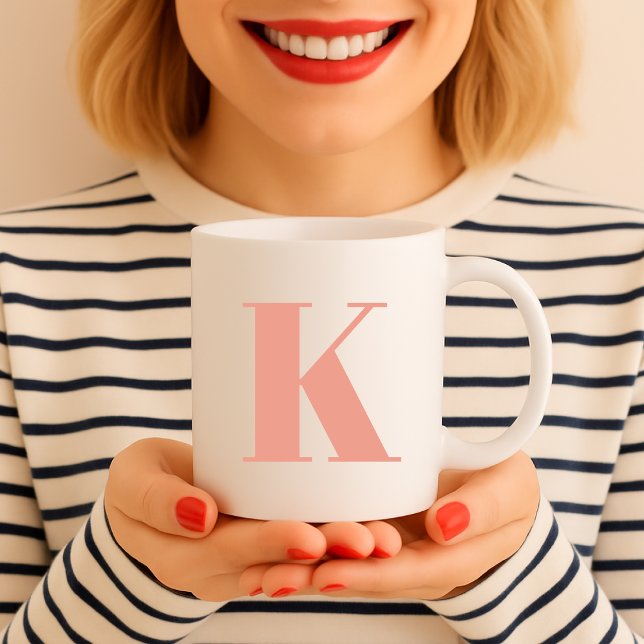 Anfangs Letter Monogram | Modern Stylish Peach Kaffeetasse (Von Creator hochgeladen)