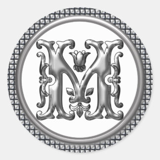 Anfangs M Rundkleber in Silber Runder Aufkleber
