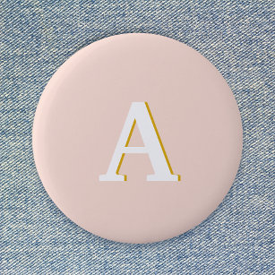 Anfangs Monogram Blush Pink Vintage Typography Button