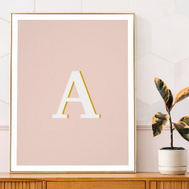 Anfangs Monogram Blush Pink Vintage Typography Poster