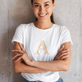 Anfangs Monogram Blush Pink Vintage Typography T-Shirt