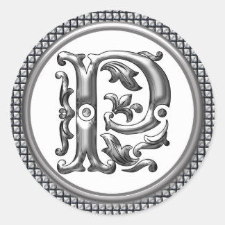 Anfangs P Rundkleber in Silber Runder Aufkleber