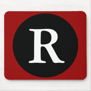 Anfangs-R / Buchstabe R Rot Schwarz & Weiß-Mauspad Mousepad