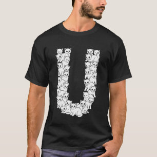 Anfangs U Großbuchstabe Lustiger Katzenliebhaber F T-Shirt