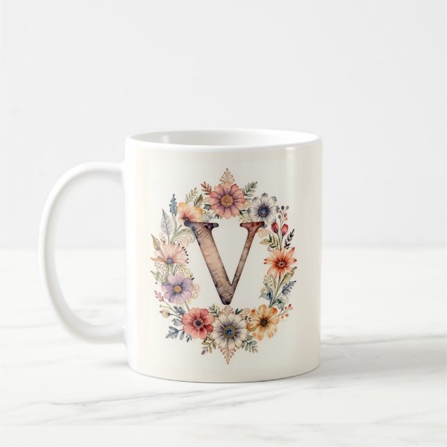 Anfangs-V-Blumen-Boho-Blumen-Tasse  Kaffeetasse (Links)