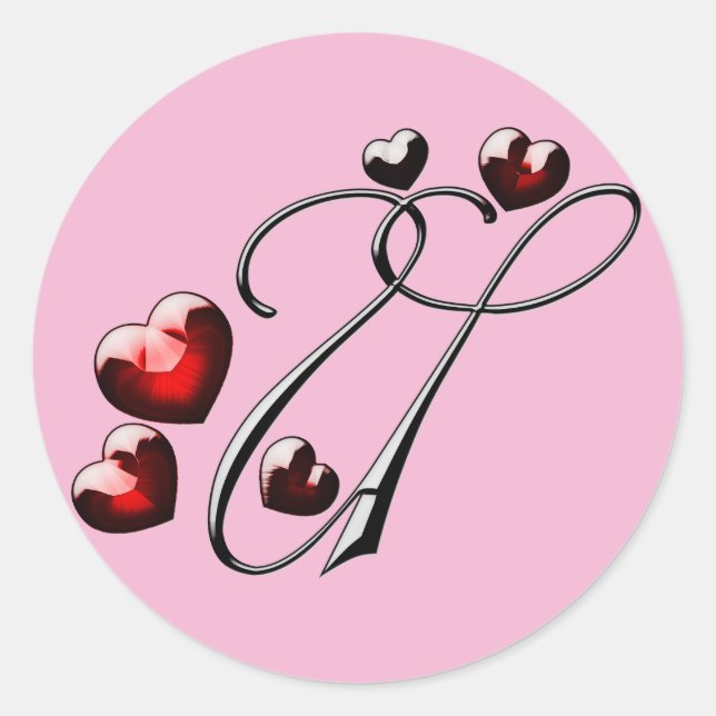 Anfangsaufkleber für Monogramm Runder Aufkleber (Vorderseite)