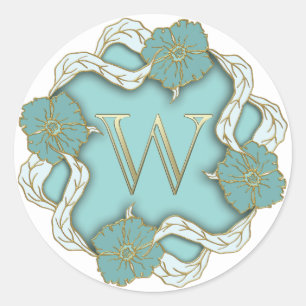 Anfangsaufkleber mit W in Monogramm Runder Aufkleber