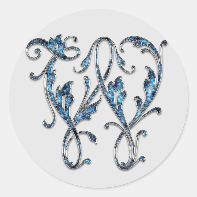 Anfangsaufkleber mit W in Monogramm Runder Aufkleber (Vorderseite)