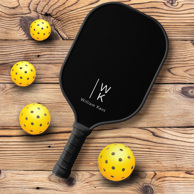 Anfangsbezeichnung beruflich Schwarz-Weiß-Monogram Pickleball Schläger (Von Creator hochgeladen)