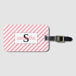 Anfangsbezeichnung für Monogramm Rosa und Weiß Gepäckanhänger