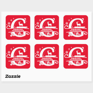 Anfangsbezeichnung G Monogram Familienname Gruß Quadratischer Aufkleber