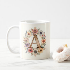 Anfangsbuchstabe A Flower boho floral Tasse