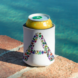 Anfangsbuchstabe A mit Gemstone Floral Monogram Dosenkühler