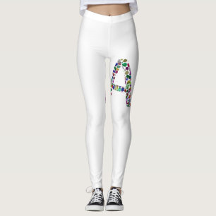 Anfangsbuchstabe A mit Gemstone Floral Monogram Leggings