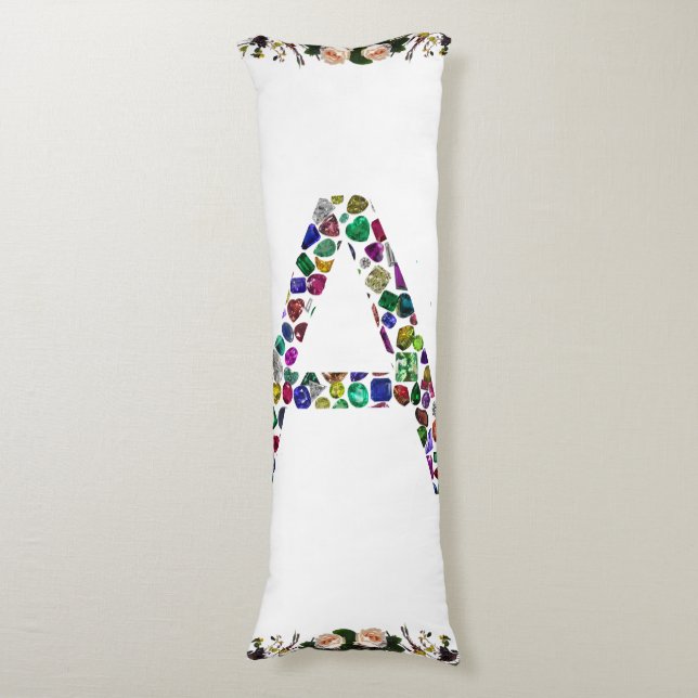 Anfangsbuchstabe A mit Gemstone Floral Monogram Seitenschläferkissen (Vorderseite Vertikal)