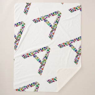 Anfangsbuchstabe A mit Gemstone Floral Monogram Sherpadecke