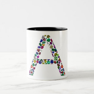 Anfangsbuchstabe A mit Gemstone Floral Monogram Zweifarbige Tasse