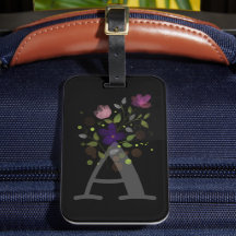 Anfangsbuchstabe A Plus Floral Design Gepäckmarke