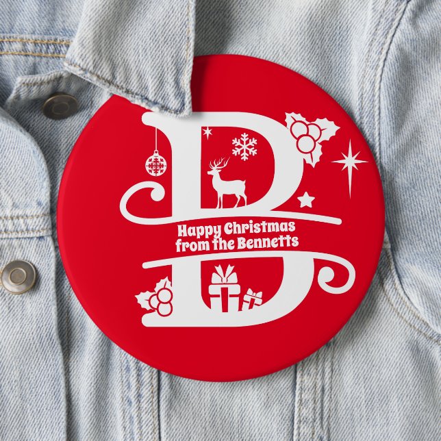 Anfangsbuchstabe B Monogramm Familienname Gruß Button (Beispiel)